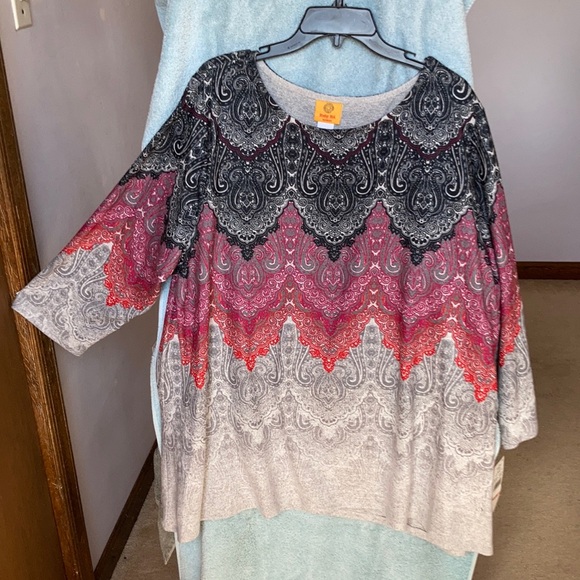 Relisted Ruby Rd cozy vibes boho print top size 2X - Picture 3 of 15